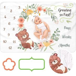 Milestone Blanket with 2 Placement Markers , Gender Neutral,Baby Monthly Milestone Blanket , Baby Growth Chart Blanket (60inx40in) in Saudi Arabia