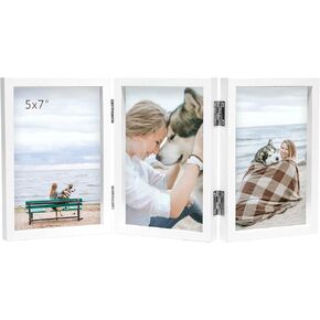 AEVETE 5x7 Triple Picture Frames Trifold Photo Frame 3 Opening Vertical Display