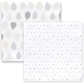 بطانيات موسلين حريرية من Amazing Baby، طقم من قطعتين، فسكوز الخيزران، قطرات ونقاط، جنيه استرليني in Kuwait