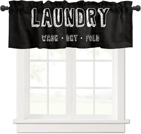 Window Valance Curtains,Laundry Words,Thermal Insulated Rod Pocket Short Valance for Living Room,54x18 Inch in Saudi Arabia
