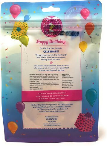 مخبز كلوديا للكلاب، حقيبة هدايا عيد ميلاد سعيد | نكهة الفانيليا، حلوى الذواقة للكلاب | بدون مواد حافظة، أو منتجات حيوانية ثانوية، أو مواد مالئة | صنع في الولايات المتحدة الأمريكية | صافي الوزن. 8 أوقية in Kuwait