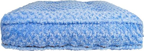 (أزرق سماوي، كبير - 46 طول × 35 عرض × 6 انش) - سرير للكلاب بتصميم مستطيل من الفرو الصناعي من بيسي آند بارني in Kuwait