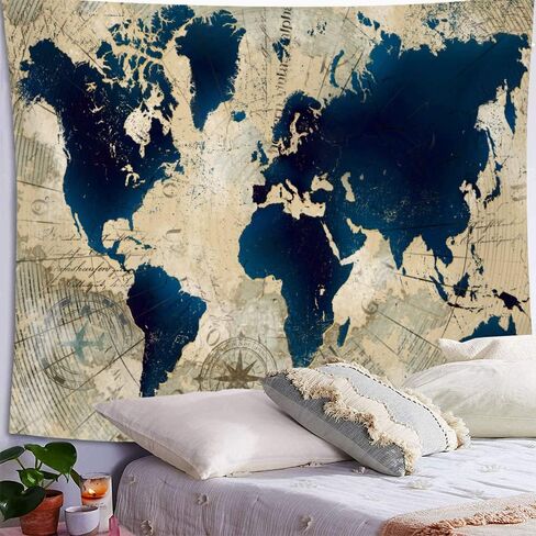 YANR Vintage World Map Tapestry Wall Hanging World Map Wall Art Poster Tapestries Old Nordic Style Large Map Of The World Map Mural Room Decor For Bedroom Aesthetic…,130cm x 150cm(51 x 59inches) in Saudi Arabia