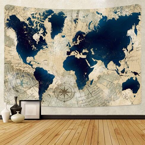 YANR Vintage World Map Tapestry Wall Hanging World Map Wall Art Poster Tapestries Old Nordic Style Large Map Of The World Map Mural Room Decor For Bedroom Aesthetic…,130cm x 150cm(51 x 59inches) in Saudi Arabia