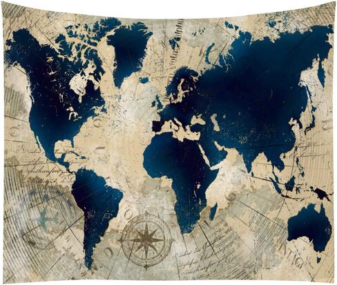 YANR Vintage World Map Tapestry Wall Hanging World Map Wall Art Poster Tapestries Old Nordic Style Large Map Of The World Map Mural Room Decor For Bedroom Aesthetic…,130cm x 150cm(51 x 59inches) in Saudi Arabia
