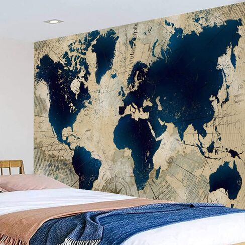 YANR Vintage World Map Tapestry Wall Hanging World Map Wall Art Poster Tapestries Old Nordic Style Large Map Of The World Map Mural Room Decor For Bedroom Aesthetic…,130cm x 150cm(51 x 59inches) in Saudi Arabia
