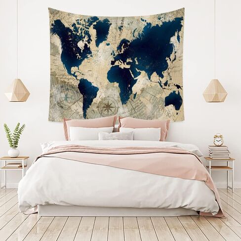 YANR Vintage World Map Tapestry Wall Hanging World Map Wall Art Poster Tapestries Old Nordic Style Large Map Of The World Map Mural Room Decor For Bedroom Aesthetic…,130cm x 150cm(51 x 59inches) in Saudi Arabia
