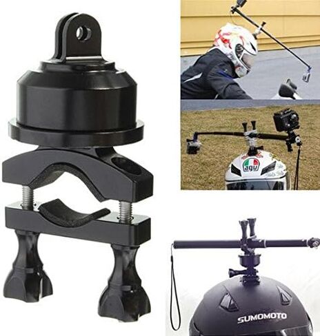 Hooshion Extendable Professional Aluminum 360 Degree Swivel Rotating Helmet Self Mount Adapter Handlebar Bike Mount for Gopro Camera Sports Camera in Saudi Arabia