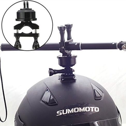 Hooshion Extendable Professional Aluminum 360 Degree Swivel Rotating Helmet Self Mount Adapter Handlebar Bike Mount for Gopro Camera Sports Camera in Saudi Arabia