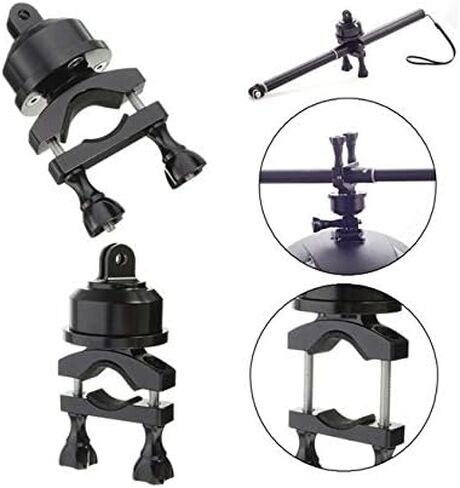 Hooshion Extendable Professional Aluminum 360 Degree Swivel Rotating Helmet Self Mount Adapter Handlebar Bike Mount for Gopro Camera Sports Camera in Saudi Arabia