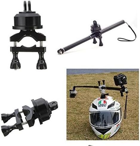 Hooshion Extendable Professional Aluminum 360 Degree Swivel Rotating Helmet Self Mount Adapter Handlebar Bike Mount for Gopro Camera Sports Camera in Saudi Arabia