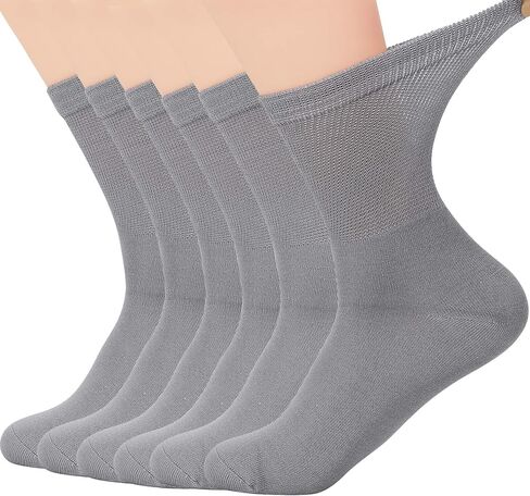 Softfeeling Mens Dress Socks Seamless Ankle Socks Casual Hiking Socks Non-binding Diabetic Socks Long Athletic Socks Round Socks Soft Bamboo Socks Ankle Socks for Women Grey 6 9-13 in Saudi Arabia