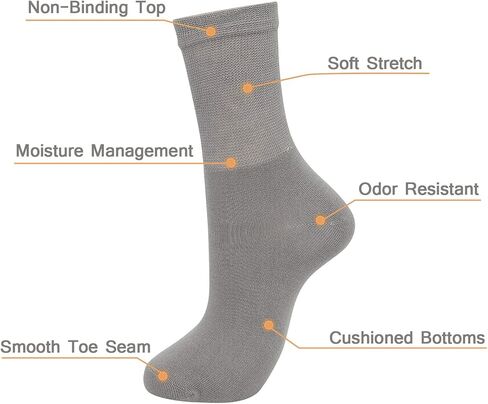 Softfeeling Mens Dress Socks Seamless Ankle Socks Casual Hiking Socks Non-binding Diabetic Socks Long Athletic Socks Round Socks Soft Bamboo Socks Ankle Socks for Women Grey 6 9-13 in Saudi Arabia