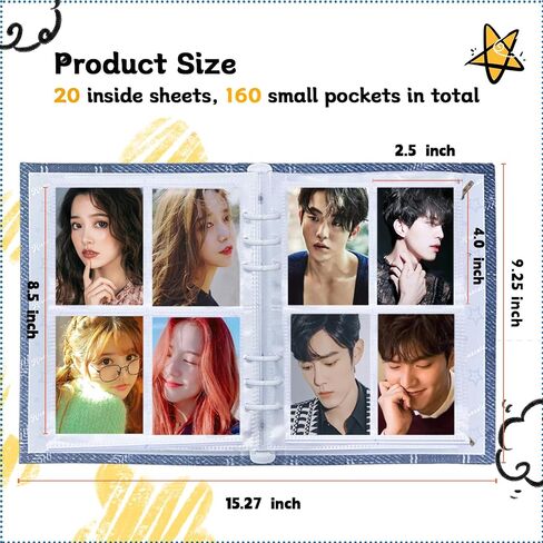Kpop Photocard Binder, PVC Free Kpop Photocard Holder Book A5 Kpop Photocard Binder, 160 Pockets Large Capacity A5 6 Ring Kpop Photo Card Binder Photocard Album, Kpop Binder Album Collect Book in Saudi Arabia