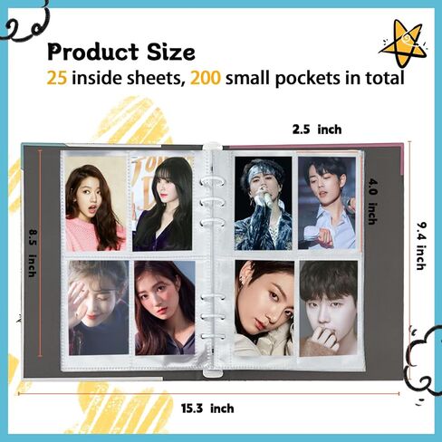 Kpop Photocard Binder، PVC مجاني Kpop Photocard حامل كتاب A5 Kpop Photocard Binder، 160 جيبًا بسعة كبيرة A5 6 حلقات Kpop Photo Card Binder ألبوم Photocard، Kpop Binder Album Collect Book in Kuwait