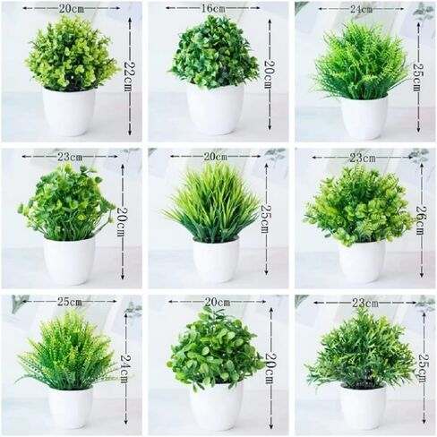 نباتات صناعية صغيرة في اصيص، نباتات الاوكالبتوس البلاستيكية الصغيرة، نبات الاوكالبتوس الصناعي المزخرف، نباتات خضراء مزيفة ديكور خضراء مع وعاء ابيض للطاولة والمكتب والحمام والمنزل in Kuwait