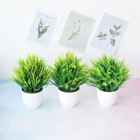 نباتات صناعية صغيرة في اصيص، نباتات الاوكالبتوس البلاستيكية الصغيرة، نبات الاوكالبتوس الصناعي المزخرف، نباتات خضراء مزيفة ديكور خضراء مع وعاء ابيض للطاولة والمكتب والحمام والمنزل in Kuwait