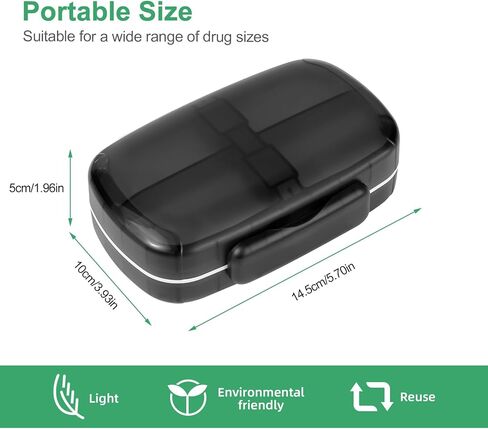 Weekly Pill Organizer, XL Large Pill Organizer, Portable Pill Box for Pocket or Purse, Waterproof IPX7 Travel Pill Box Case for Vitamin, Medicine, Supplement, Fish Oil in Kuwait