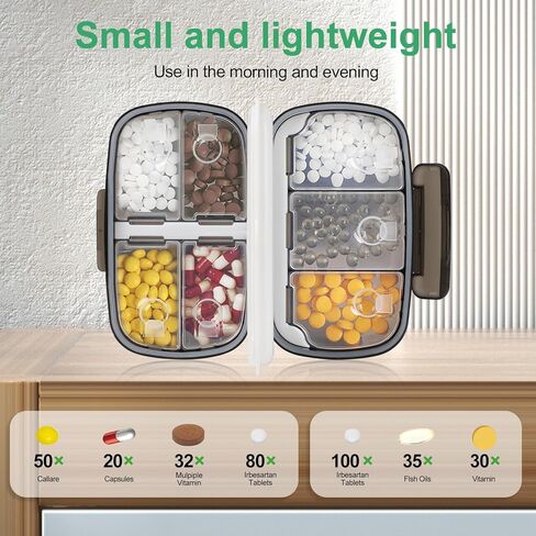 Weekly Pill Organizer, XL Large Pill Organizer, Portable Pill Box for Pocket or Purse, Waterproof IPX7 Travel Pill Box Case for Vitamin, Medicine, Supplement, Fish Oil in Kuwait