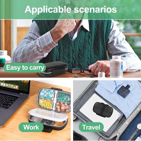 Weekly Pill Organizer, XL Large Pill Organizer, Portable Pill Box for Pocket or Purse, Waterproof IPX7 Travel Pill Box Case for Vitamin, Medicine, Supplement, Fish Oil in Kuwait