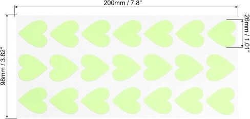 MECCANIXITY Glow in The Dark Tape Heart,26mm Heart 21 Glow Heart on 1 Sheet Green for Night Bathroom Decorations Pack of 4 in Saudi Arabia