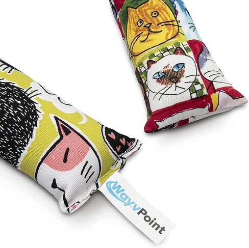 واي في بوينت لعبة عصا ركل للقطط مقاس 11 انش مع النعناع البري - عبوة من قطعتين - مادة قماشية متينة - قطن غير قابل للازالة والنعناع البري - بدون حشو - كاملة مع 5 كرات مجعدة in Kuwait