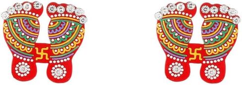 Padam Enterprises Kundan Studded Acrylic Meenakari Shubh Labh Laxmi Feet Sticker for Door Entrance Decoration - Home Decoration in Saudi Arabia