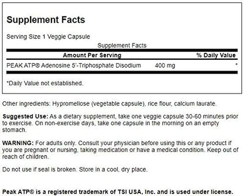 Swanson Maximum Strength Peak ATP-Natural Supplement Promoting Cellular Energy Support-Supports Physical Performance and Promotes Healthy Blood Flow Support-(30 Veggie Capsules, 400mg Each) 1 Pack in Saudi Arabia