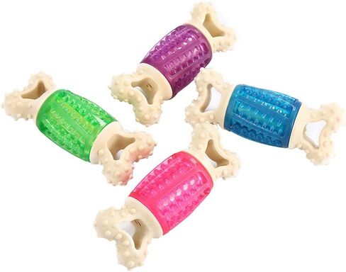 1Pc Little Dog Face Pattern Bone Shape Pet Dog Toys Cartoon Sound Squeaky Toys Chew Bite Toy Pet Supplies (Pink)- Pet Squeaky in Kuwait