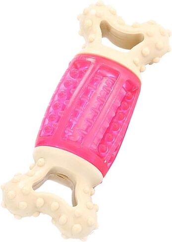 1Pc Little Dog Face Pattern Bone Shape Pet Dog Toys Cartoon Sound Squeaky Toys Chew Bite Toy Pet Supplies (Pink)- Pet Squeaky in Kuwait