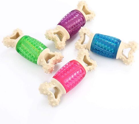 1Pc Little Dog Face Pattern Bone Shape Pet Dog Toys Cartoon Sound Squeaky Toys Chew Bite Toy Pet Supplies (Pink)- Pet Squeaky in Kuwait