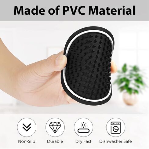 بارسيكس مجموعة قواعد اكواب المشروبات، 3.75 انش، قواعد اكواب سوداء غير قابلة للانزلاق من بلاستيك PVC مع حامل سلك معدني، تصميم متين وانيق للمطبخ والمنزل والبار وطاولة المطاعم (عبوة من 6 قطع) in Kuwait