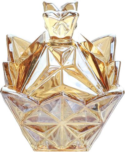 Embossed Clear Glass Apothecary Jar With Lid for Candy, Wedding, Buffet, Crystal Jewelry Box Food Jar 6 oz in Saudi Arabia