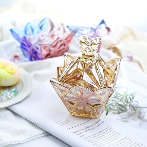 Embossed Clear Glass Apothecary Jar With Lid for Candy, Wedding, Buffet, Crystal Jewelry Box Food Jar 6 oz in Saudi Arabia