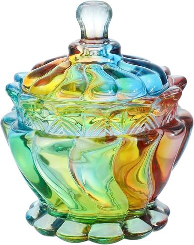 Embossed Clear Glass Apothecary Jar With Lid for Candy, Wedding, Buffet, Crystal Jewelry Box Food Jar 6 oz in Saudi Arabia