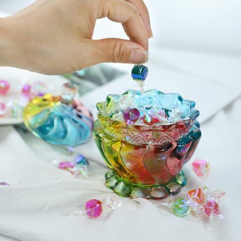 Embossed Clear Glass Apothecary Jar With Lid for Candy, Wedding, Buffet, Crystal Jewelry Box Food Jar 6 oz in Saudi Arabia