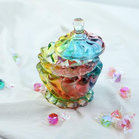 Embossed Clear Glass Apothecary Jar With Lid for Candy, Wedding, Buffet, Crystal Jewelry Box Food Jar 6 oz in Saudi Arabia