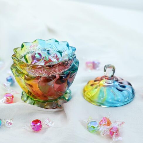 Embossed Clear Glass Apothecary Jar With Lid for Candy, Wedding, Buffet, Crystal Jewelry Box Food Jar 6 oz in Saudi Arabia