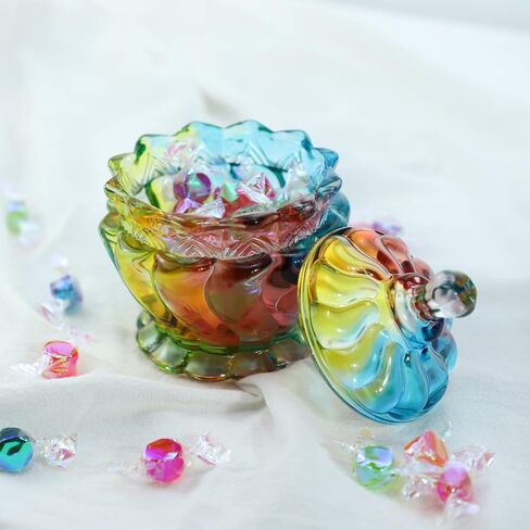 Embossed Clear Glass Apothecary Jar With Lid for Candy, Wedding, Buffet, Crystal Jewelry Box Food Jar 6 oz in Saudi Arabia