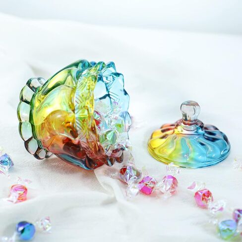 Embossed Clear Glass Apothecary Jar With Lid for Candy, Wedding, Buffet, Crystal Jewelry Box Food Jar 6 oz in Saudi Arabia