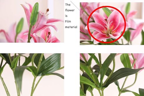 LNHOMY 6 Pack Artificial Lily Flowers Full Bloom Fake Latex Real Touch Artificial Flower Bouquets with 3 Heads Wedding Party Decor Home Décor (Blue) in Kuwait