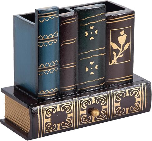 ExoLiry Vintage 3 Tier Book Shaped Jewelry Storage Gift Box Tabletop Caddy Counter Top Accessories Necklace Bracelet Earring Ring European Style Antique Dark Black Red Holder Vanity Dresser Boutique in Kuwait