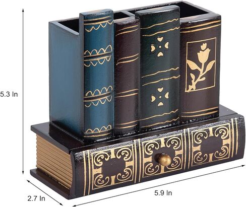 ExoLiry Vintage 3 Tier Book Shaped Jewelry Storage Gift Box Tabletop Caddy Counter Top Accessories Necklace Bracelet Earring Ring European Style Antique Dark Black Red Holder Vanity Dresser Boutique in Kuwait