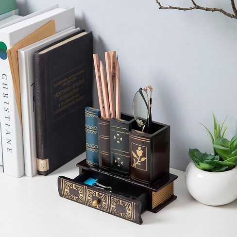 ExoLiry Vintage 3 Tier Book Shaped Jewelry Storage Gift Box Tabletop Caddy Counter Top Accessories Necklace Bracelet Earring Ring European Style Antique Dark Black Red Holder Vanity Dresser Boutique in Kuwait