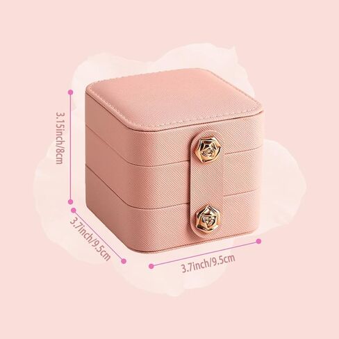 blwxcky Portable 2 Layers Small Travel Jewelry Case Organizer Box for Women Girls, Kids Mini Jewelry Travel Case Storage Gift Boxes for Earring, Ring, Necklace, Bracelets Pink in Saudi Arabia