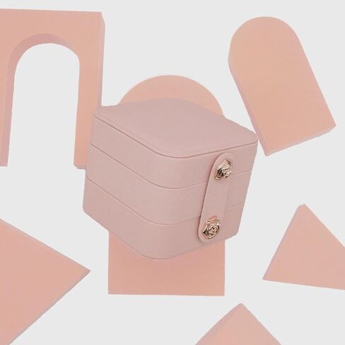 blwxcky Portable 2 Layers Small Travel Jewelry Case Organizer Box for Women Girls, Kids Mini Jewelry Travel Case Storage Gift Boxes for Earring, Ring, Necklace, Bracelets Pink in Saudi Arabia