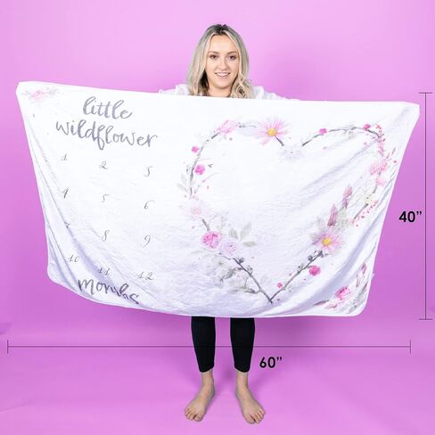 هابينست بطانية مراحل شهرية للفتيات الصغيرات - هدايا لحديثي الولادة حتى السنة الاولى من العمر وصور مخطط النمو في الشهر in Kuwait