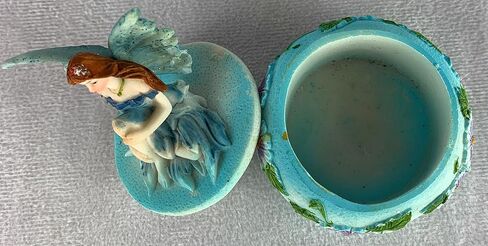 صندوق حلية على شكل جنية من Ain't It Nice مع ديكورات زهور، تمثال خيالي خيالي قابل للتجميع، أزرق، 2.5 (طول) 2.5 (عرض) 3 (ارتفاع) بوصة in Kuwait