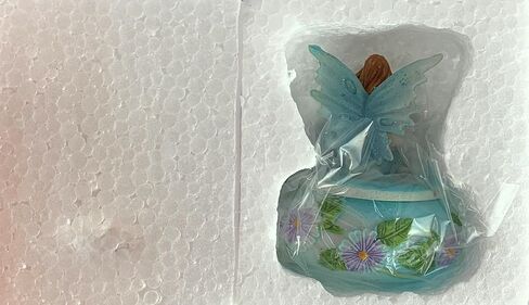 صندوق حلية على شكل جنية من Ain't It Nice مع ديكورات زهور، تمثال خيالي خيالي قابل للتجميع، أزرق، 2.5 (طول) 2.5 (عرض) 3 (ارتفاع) بوصة in Kuwait