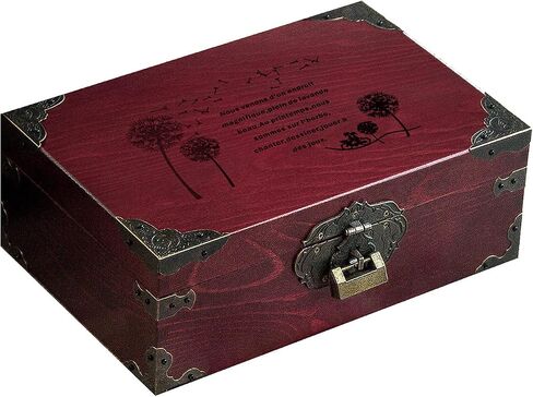 Large Vintage Wooden Storage Box with Hinged Lid Decorative Wood Jewelry Makeup Tea Stash Boxes Organize all Your Parts storage（Maroon-Stained）(Blank no picture) in Saudi Arabia